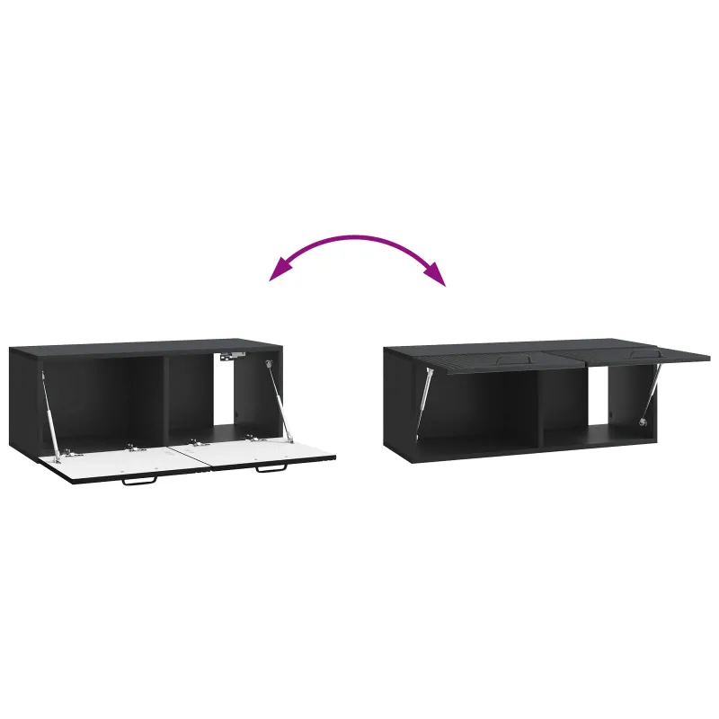 Sieninė TV spintelė Juoda 78,5 x 31 x 30 cm Apdirbta mediena