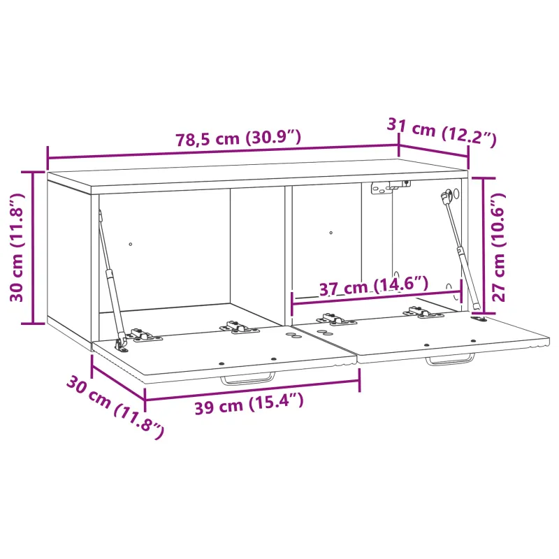 Sieninė TV spintelė Juoda 78,5 x 31 x 30 cm Apdirbta mediena
