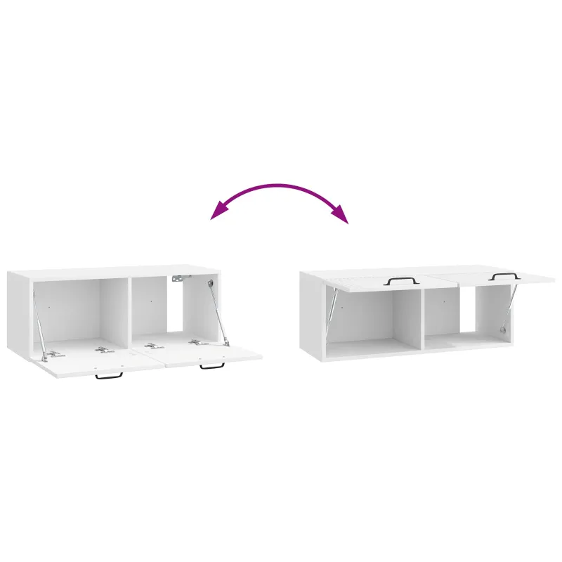 Sieninė TV spintelė Itin blizgi balta 78,5 x 31 x 30 cm