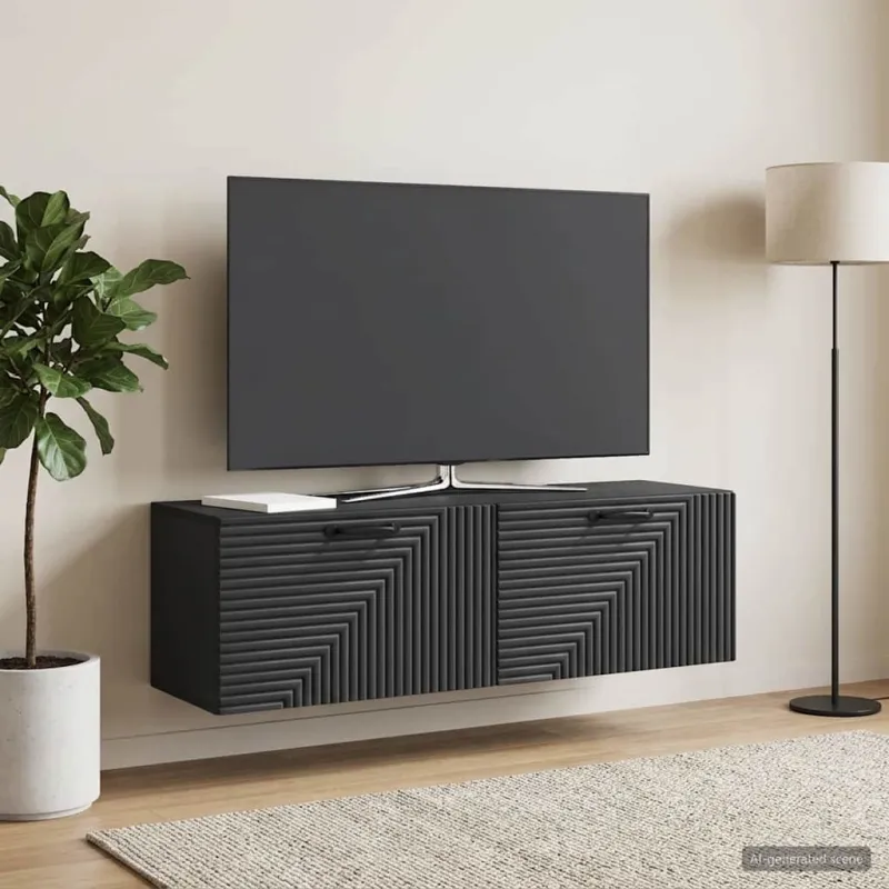 Sieninė TV spintelė Juoda 98 x 31 x 30 cm Apdirbta mediena