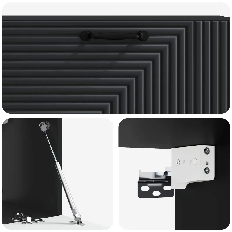 Sieninė TV spintelė Juoda 98 x 31 x 30 cm Apdirbta mediena