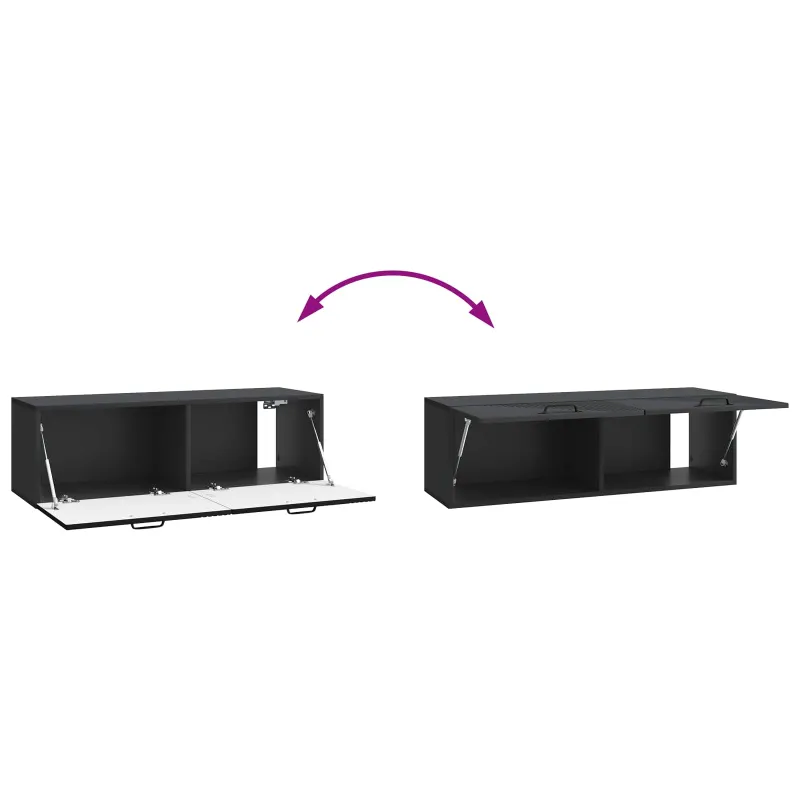 Sieninė TV spintelė Juoda 98 x 31 x 30 cm Apdirbta mediena