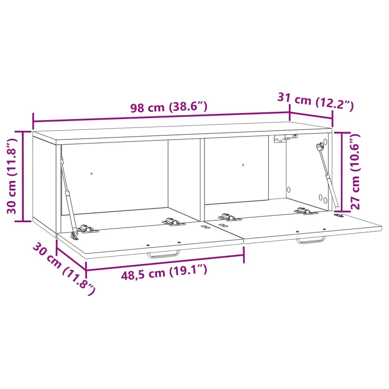 Sieninė TV spintelė Juoda 98 x 31 x 30 cm Apdirbta mediena
