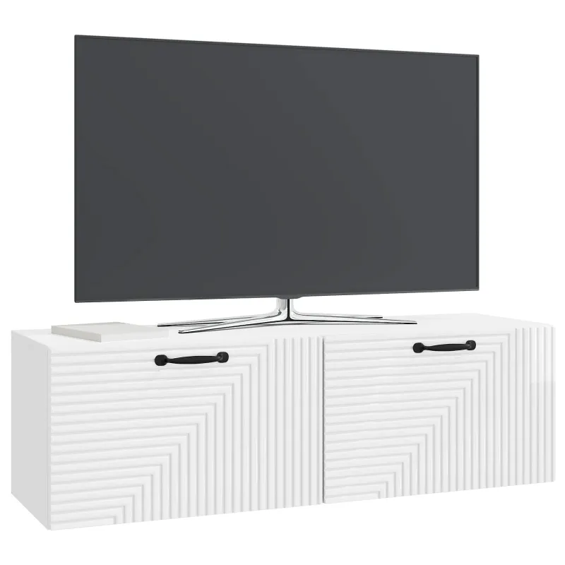 Sieninė TV spintelė Itin blizgi balta 98 x 31 x 30 cm