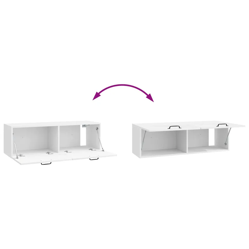 Sieninė TV spintelė Itin blizgi balta 98 x 31 x 30 cm