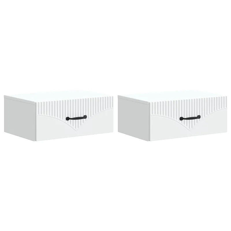 Sieninis naktinis staliukas 2 pcs Balta 49 x 34,5 x 20 cm