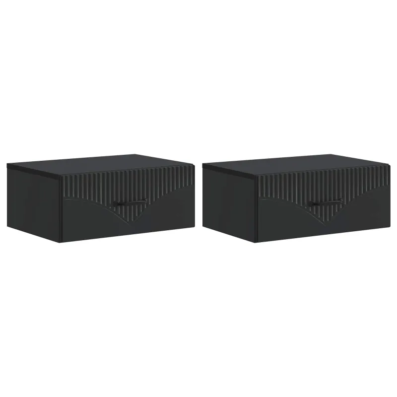 Sieninis naktinis staliukas 2 pcs Juoda 49 x 34,5 x 20 cm