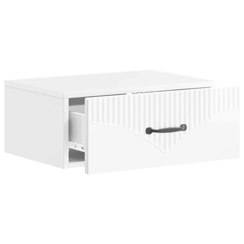 Sieninis naktinis staliukas Itin blizgi balta 49 x 34,5 x 20 cm