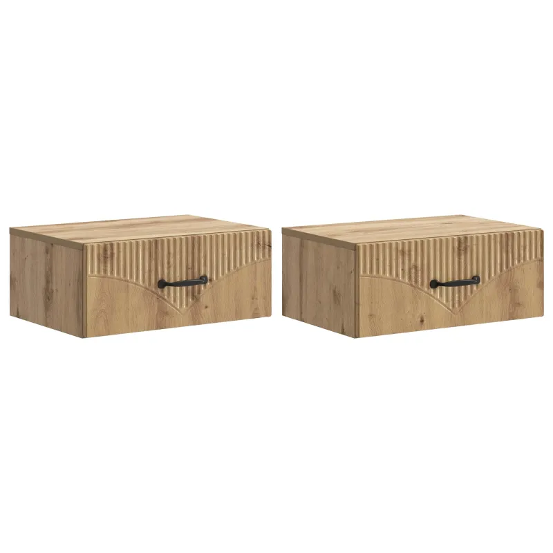 Sieninis naktinis staliukas su stalčių 2 pcs Artisano ąžuolo