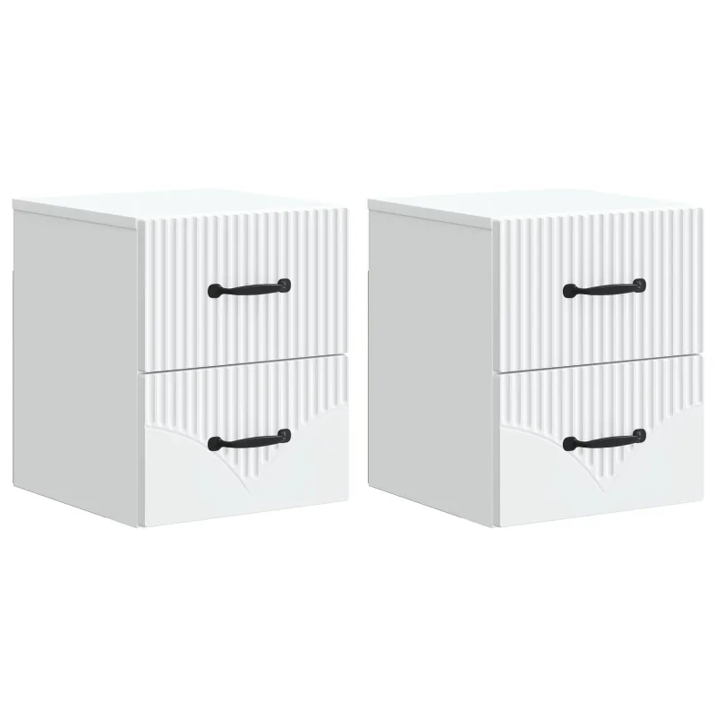 Sieninis naktinis staliukas 2 pcs Balta 34,5 x 33 x 40 cm