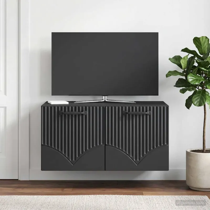 Sieninė TV spintelė Juoda 59,5 x 41 x 30 cm Apdirbta mediena