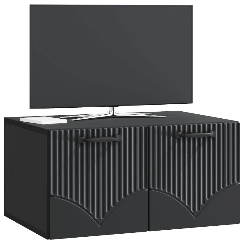 Sieninė TV spintelė Juoda 59,5 x 41 x 30 cm Apdirbta mediena