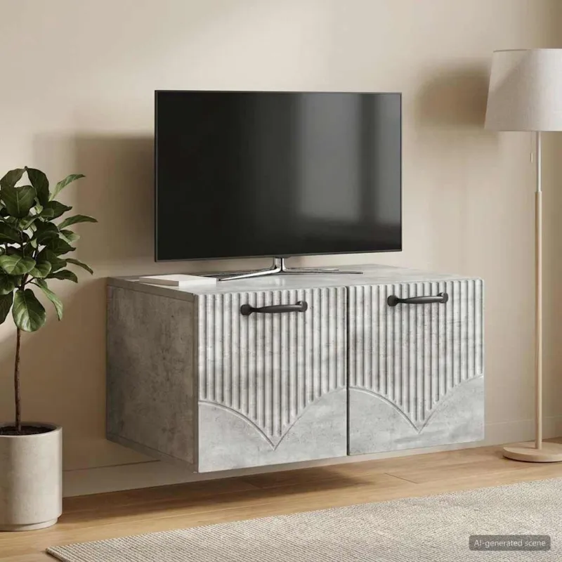 Sieninė TV spintelė Betono pilka 59,5 x 41 x 30 cm