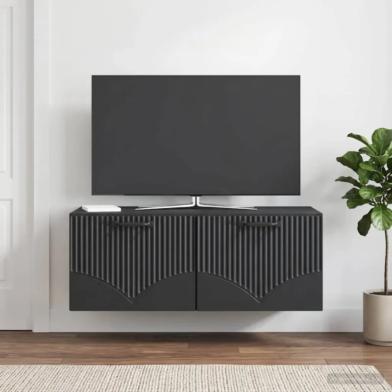 Sieninė TV spintelė Juoda 78,5 x 41 x 30 cm Apdirbta mediena