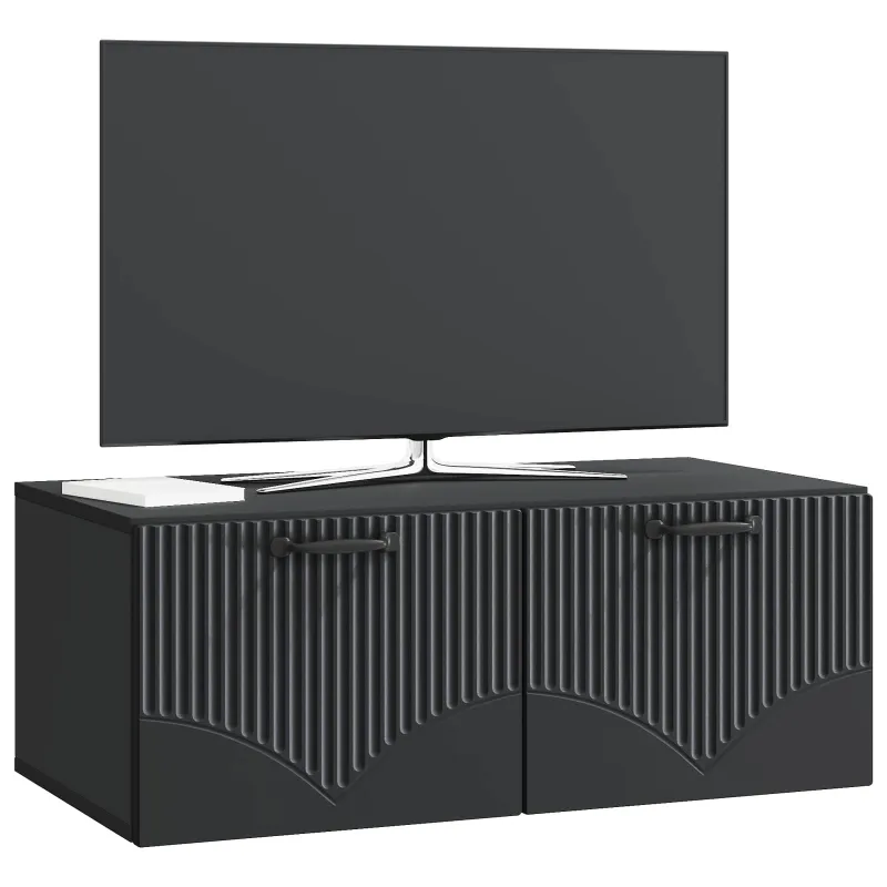 Sieninė TV spintelė Juoda 78,5 x 41 x 30 cm Apdirbta mediena