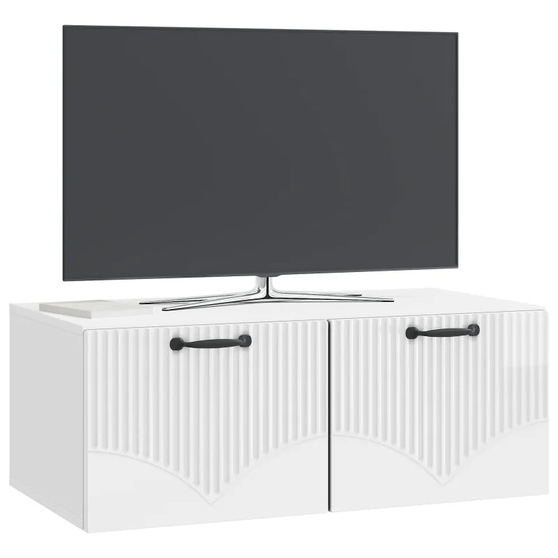 Sieninė TV spintelė Itin blizgi balta 78,5 x 41 x 30 cm