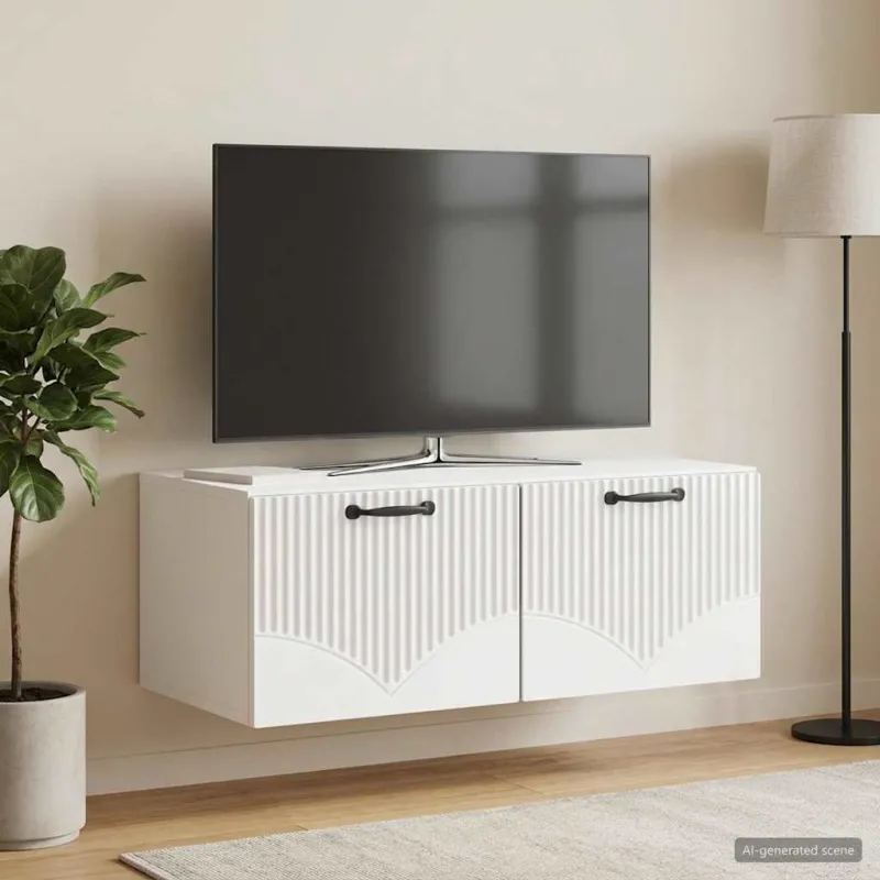 Sieninė TV spintelė Itin blizgi balta 78,5 x 41 x 30 cm