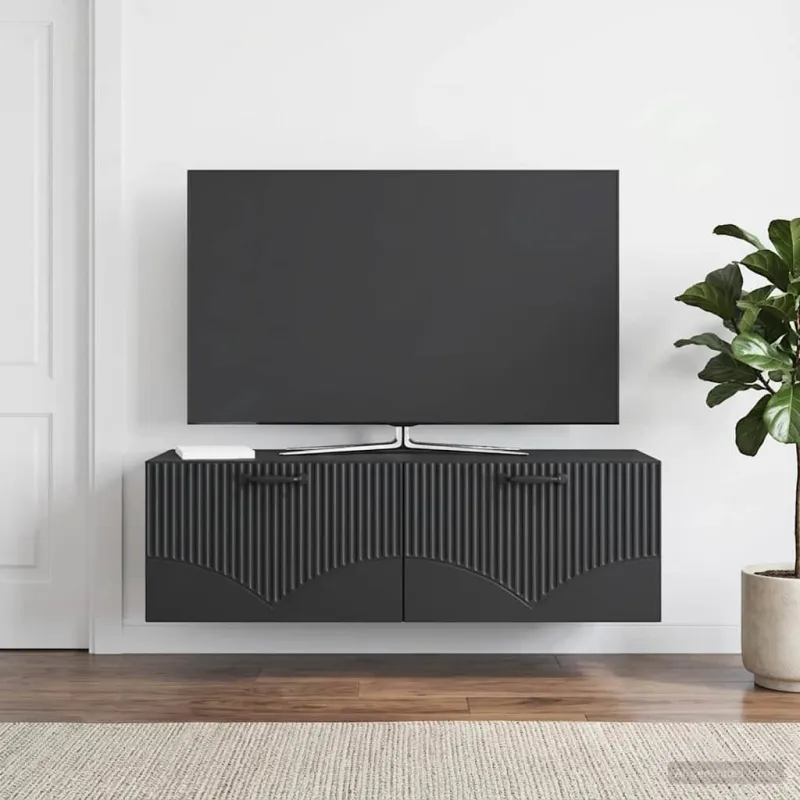 Sieninė TV spintelė Juoda 98 x 41 x 30 cm Apdirbta mediena