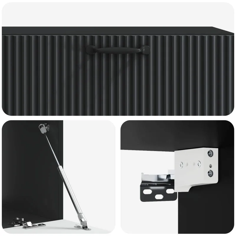 Sieninė TV spintelė Juoda 98 x 41 x 30 cm Apdirbta mediena