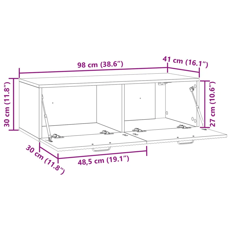 Sieninė TV spintelė Betono pilka 98 x 41 x 30 cm