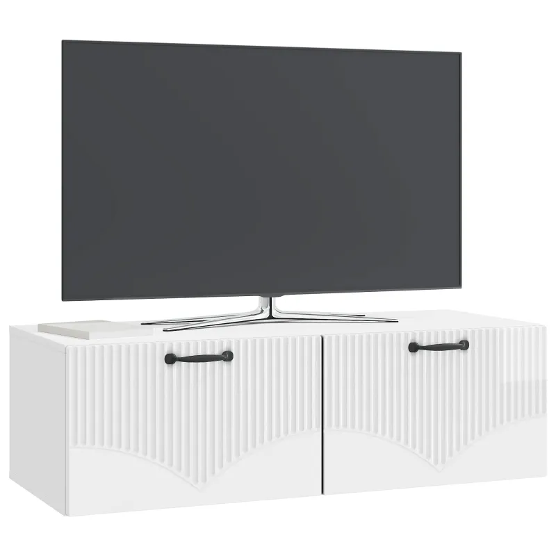 Sieninė TV spintelė Itin blizgi balta 98 x 41 x 30 cm