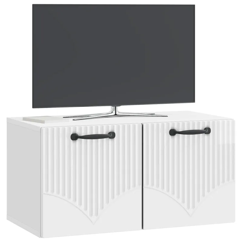 Sieninė TV spintelė Itin blizgi balta 59,5 x 31 x 30 cm