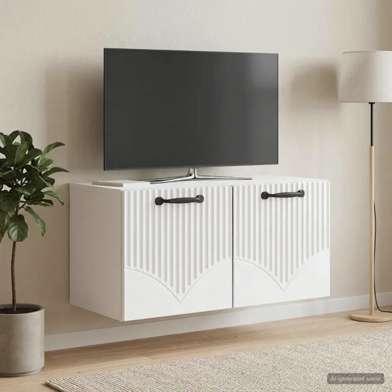 Sieninė TV spintelė Itin blizgi balta 59,5 x 31 x 30 cm