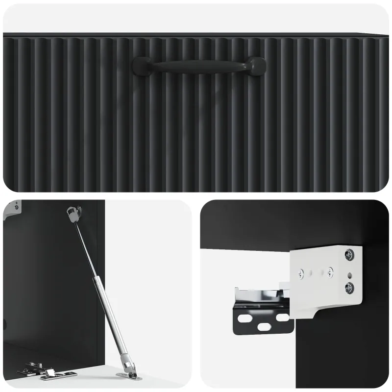 Sieninė TV spintelė Juoda 78,5 x 31 x 30 cm Apdirbta mediena