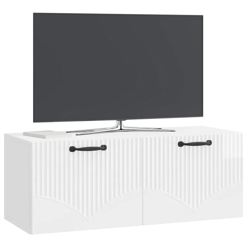 Sieninė TV spintelė Itin blizgi balta 78,5 x 31 x 30 cm