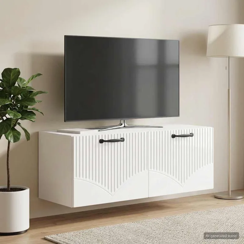 Sieninė TV spintelė Itin blizgi balta 78,5 x 31 x 30 cm