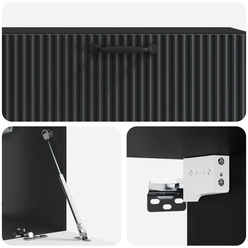 Sieninė TV spintelė Juoda 98 x 31 x 30 cm Apdirbta mediena