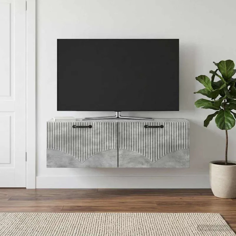 Sieninė TV spintelė Betono pilka 98 x 31 x 30 cm