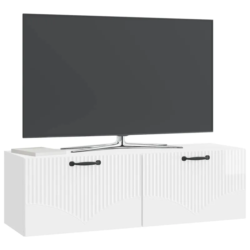 Sieninė TV spintelė Itin blizgi balta 98 x 31 x 30 cm