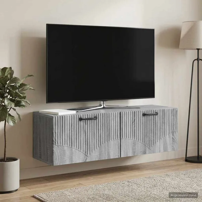 Sieninė TV spintelė Pilka sonoma ąžuolo 98 x 31 x 30 cm