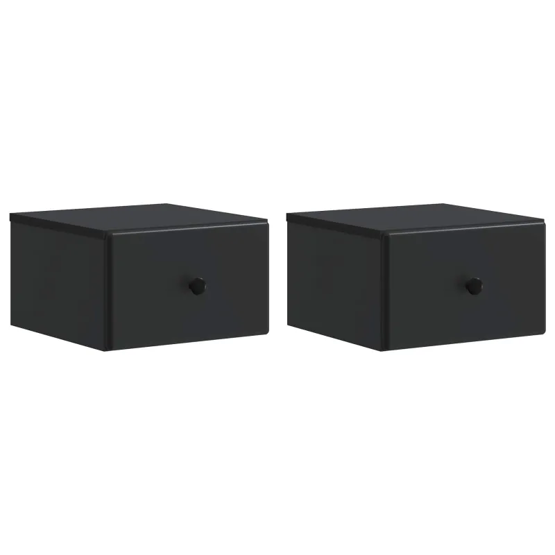 Sieninis naktinis staliukas 2 pcs Juoda 34,5 x 33 x 20 cm
