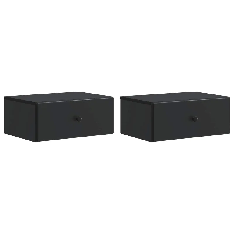 Sieninis naktinis staliukas 2 pcs Juoda 49 x 34,5 x 20 cm