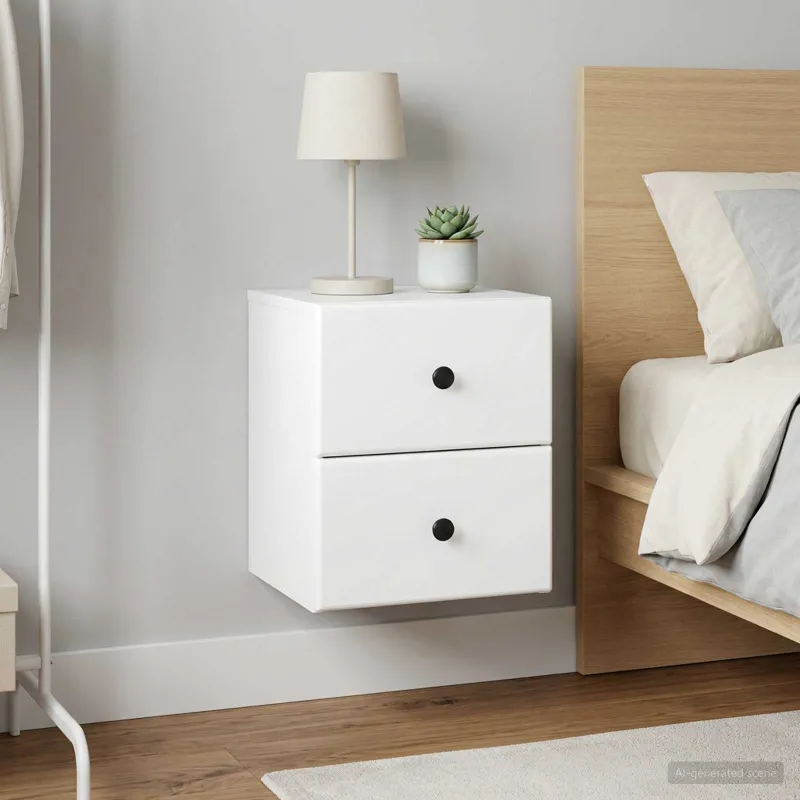 Sieninis naktinis staliukas 2 pcs Balta 34,5 x 33 x 40 cm