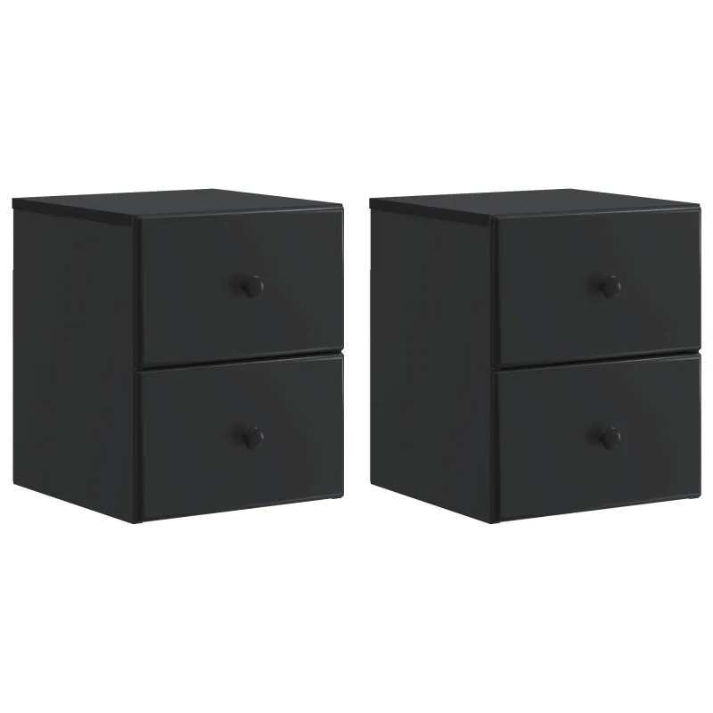 Sieninis naktinis staliukas 2 pcs Juoda 34,5 x 33 x 40 cm
