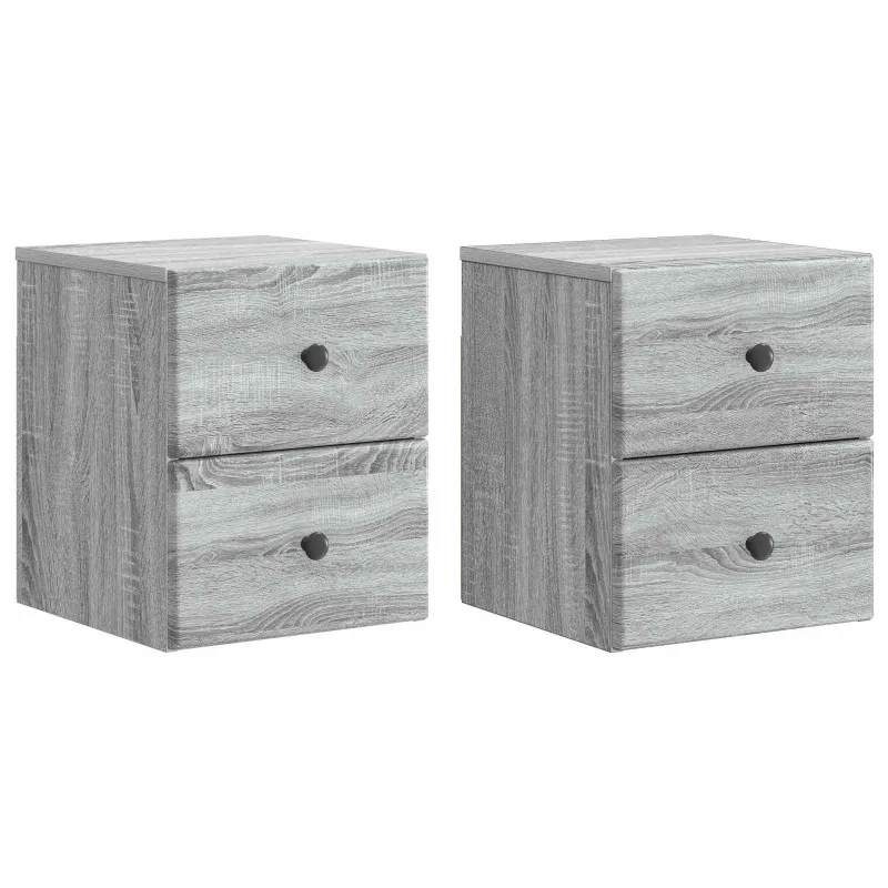 Sieninis naktinis staliukas 2 pcs Pilka sonoma ąžuolo