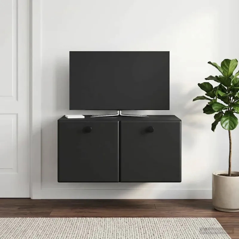 Sieninė TV spintelė 59,5 x 41 x 30 cm Juoda Apdirbta mediena