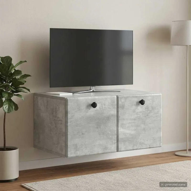Sieninė TV spintelė 59,5 x 41 x 30 cm Betono pilka