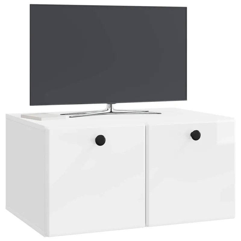 Sieninė TV spintelė 59,5 x 41 x 30 cm Itin blizgi balta