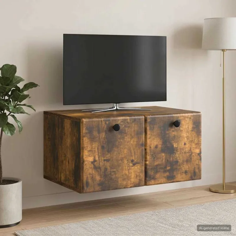Sieninė TV spintelė 59,5 x 41 x 30 cm Dūminio ąžuolo