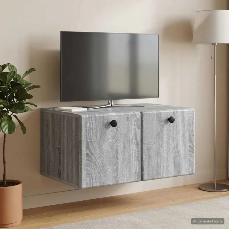 Sieninė TV spintelė 59,5 x 41 x 30 cm Pilka Sonoma