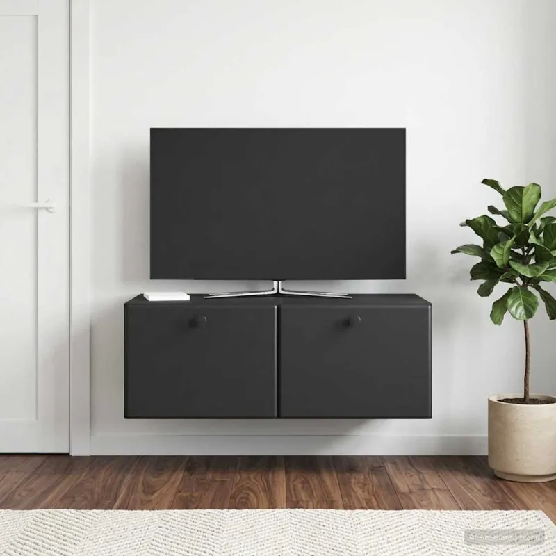 Sieninė TV spintelė 78,5 x 41 x 30 cm Juoda Apdirbta mediena
