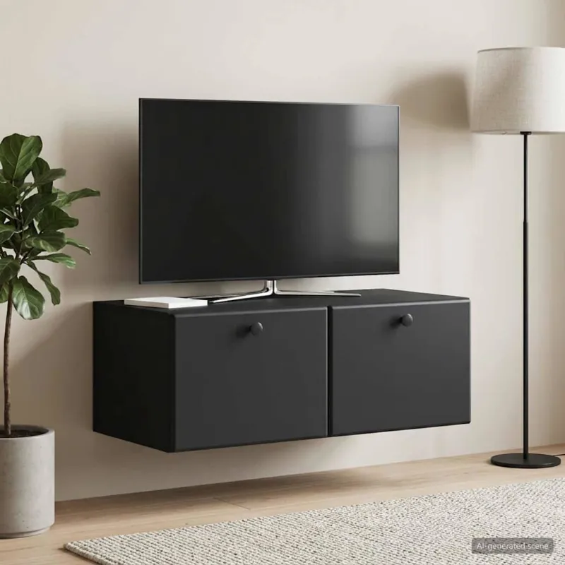Sieninė TV spintelė 78,5 x 41 x 30 cm Juoda Apdirbta mediena