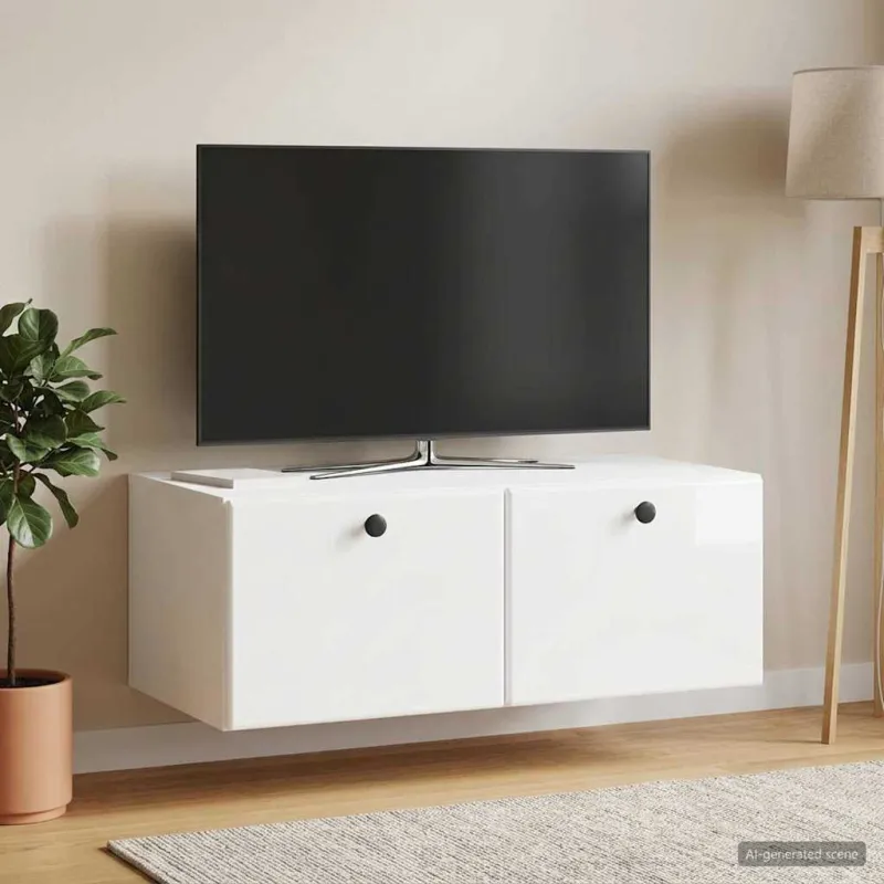 Sieninė TV spintelė 78,5 x 41 x 30 cm Itin blizgi balta