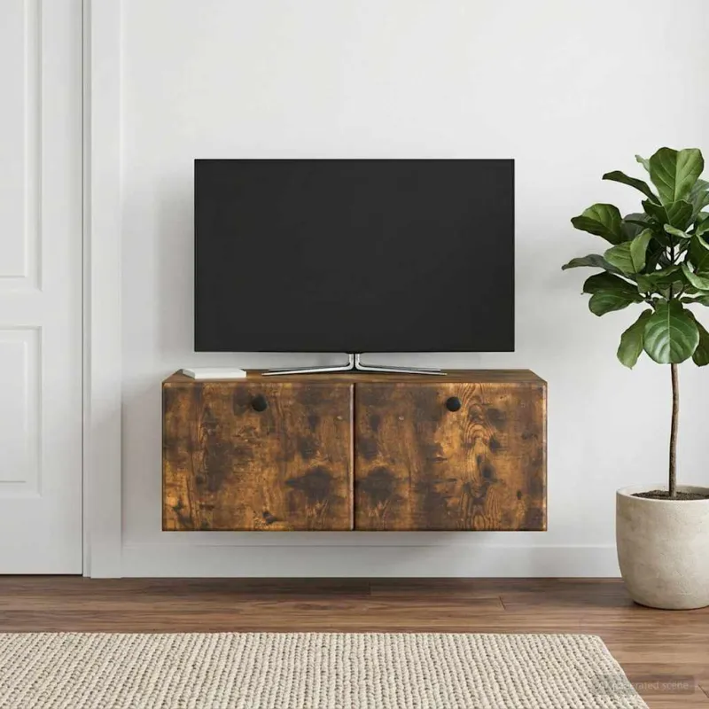 Sieninė TV spintelė 78,5 x 41 x 30 cm Dūminio ąžuolo