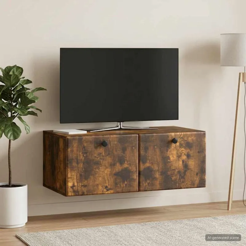 Sieninė TV spintelė 78,5 x 41 x 30 cm Dūminio ąžuolo
