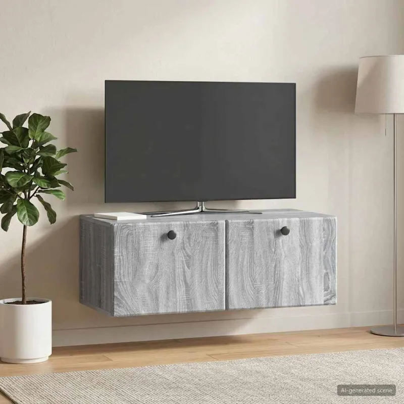 Sieninė TV spintelė 78,5 x 41 x 30 cm Pilka Sonoma